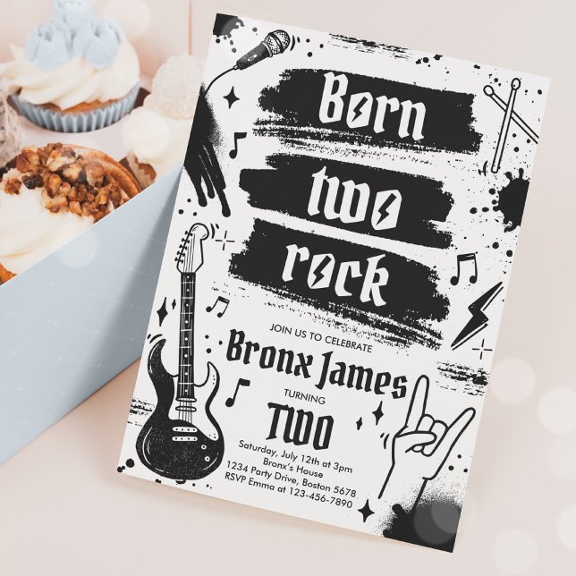 Invitation Rock and Roll Party Né Two Rock 2e anniversaire (Créateur téléchargé)