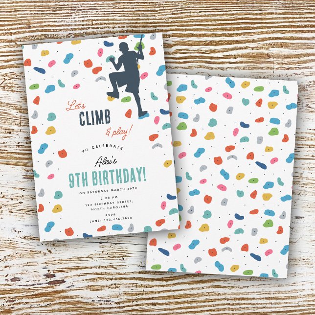 Invitation Rock Escalade mignonne Anniversaire de enfant Part (Rock Climbing Cute Kids Birthday Party Invitation)