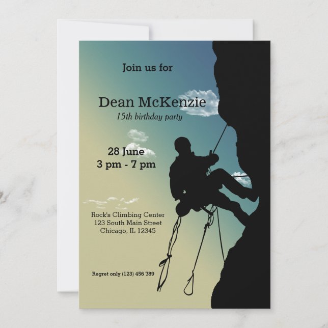 Invitation Rock Escalade Party (Devant)