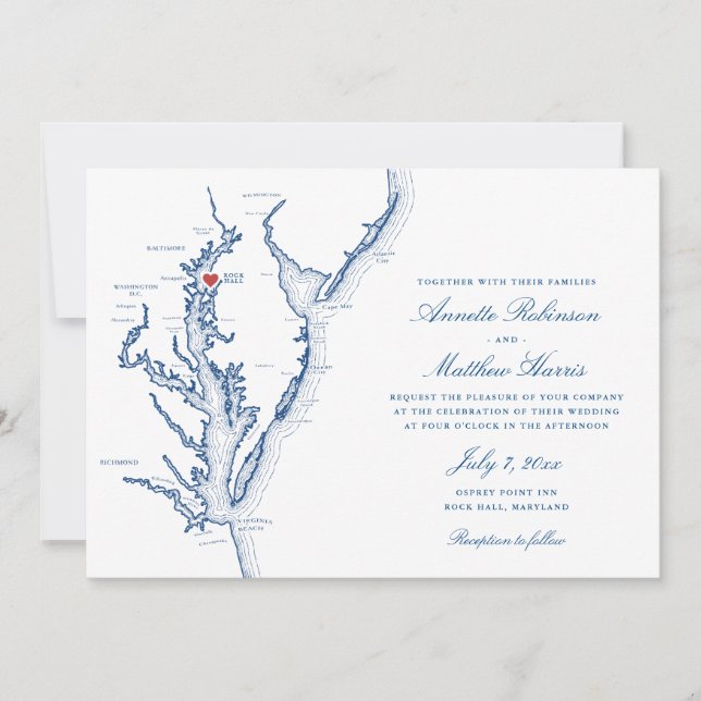 Invitation Rock Hall MD all-in-one QR code RSVP Mariage (Devant)