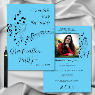 Invitation Rock Music Black & Blue Photo Graduation Party