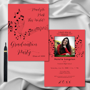 Invitation Rock Music Black & Red Photo Graduation Party