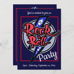 Invitation Rock & Roll Lightning Blue Party