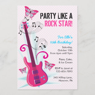 Invitation Rock Star, Guitar Hero, Anniversaire des invitatio