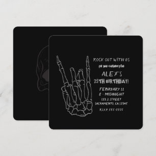 Invitation Rock Star Main de squelette Fête d'anniversaire no