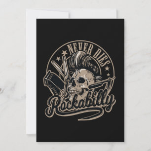 Invitation Rockabilly Jamais Meurt Barber Skull Rocker