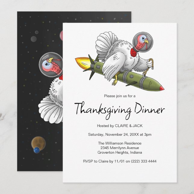 Invitation Rocket Turquie Thanksgiving (Devant / Derrière)