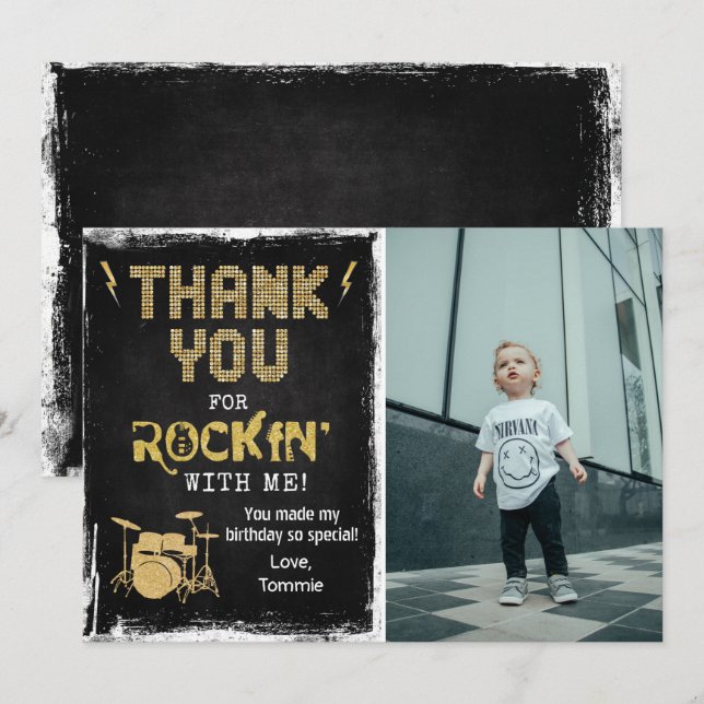Invitation Rockstar Rocker Chalk Grunge (Devant / Derrière)