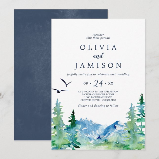 Invitation Rocky Mountain Décontracté Destination Mariage (Devant / Derrière)