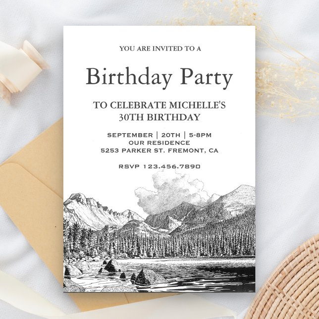 Invitation Rocky Mountain Sketch fête d'anniversaire (Créateur téléchargé)