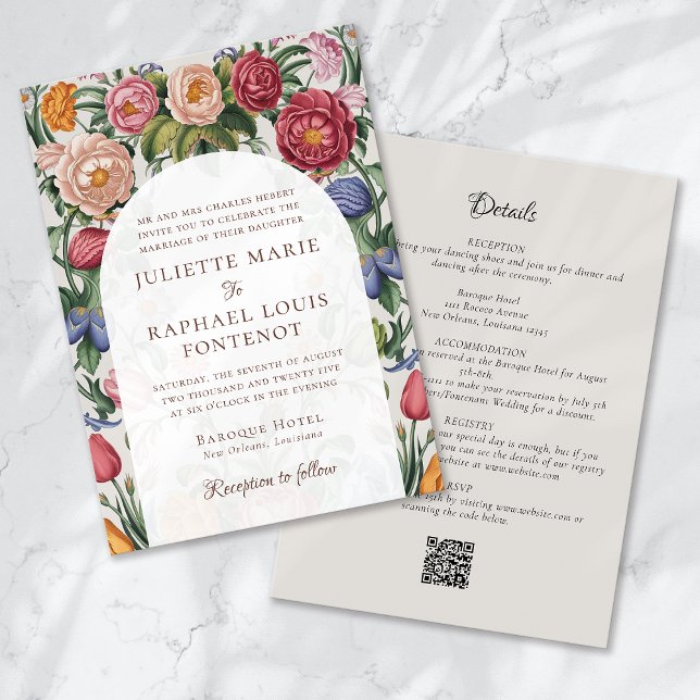 Invitation Rococo Baroque Floral tout en un Mariage (Créateur téléchargé)