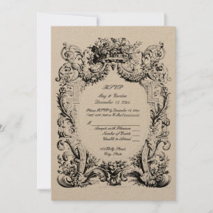 Invitation Rococo baroque Mariage RSVP Modèle