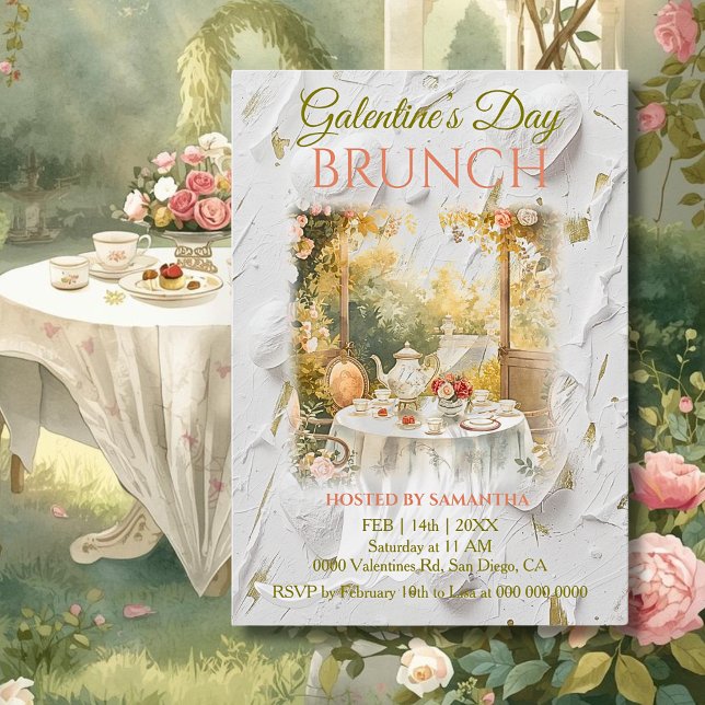 Invitation Rococo Garden Window Galentine Brunch Soft Florals (Créateur téléchargé)