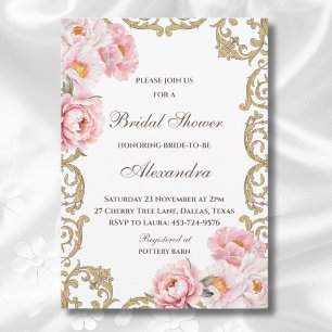 Invitation Rococo rose Floral Vintage Fête des mariées de piv