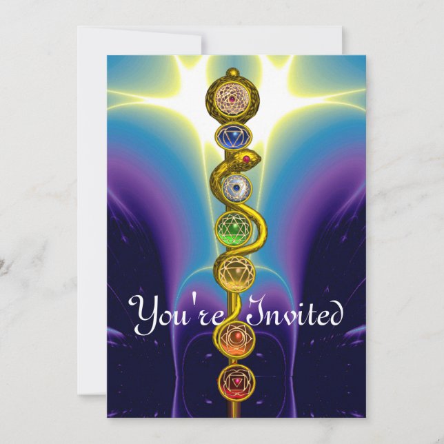 INVITATION RODE D'ASCLEPIUS 7 CHAKRAS, YOGA, ÉNERGIE SPIRITUE (Devant)