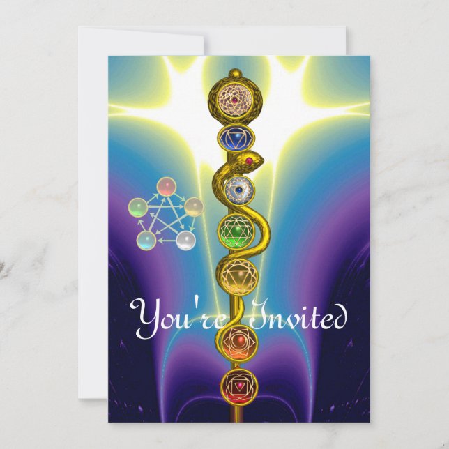 INVITATION RODE D'ASCLEPIUS 7 CHAKRAS, YOGA, ÉNERGIE SPIRITUE (Devant)