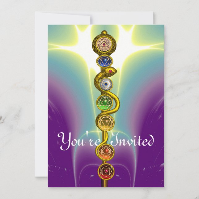 INVITATION RODE D'ASCLEPIUS 7 CHAKRAS, YOGA, ÉNERGIE SPIRITUE (Devant)