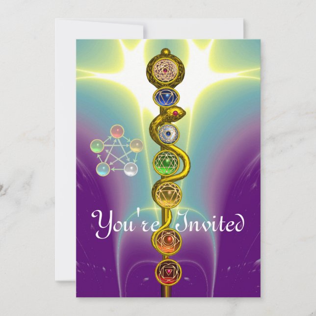 INVITATION RODE D'ASCLEPIUS 7 CHAKRAS, YOGA, ÉNERGIE SPIRITUE (Devant)