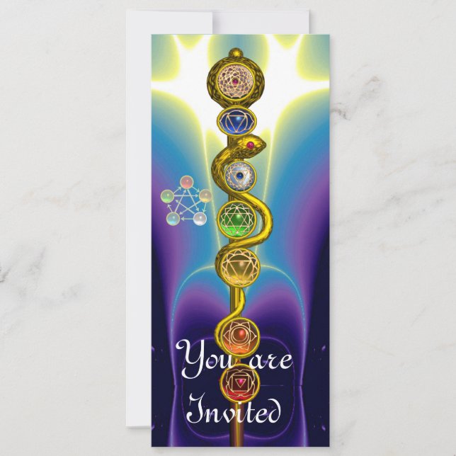 INVITATION RODE D'ASCLEPIUS 7 CHAKRAS, YOGA, ÉNERGIE SPIRITUE (Devant)