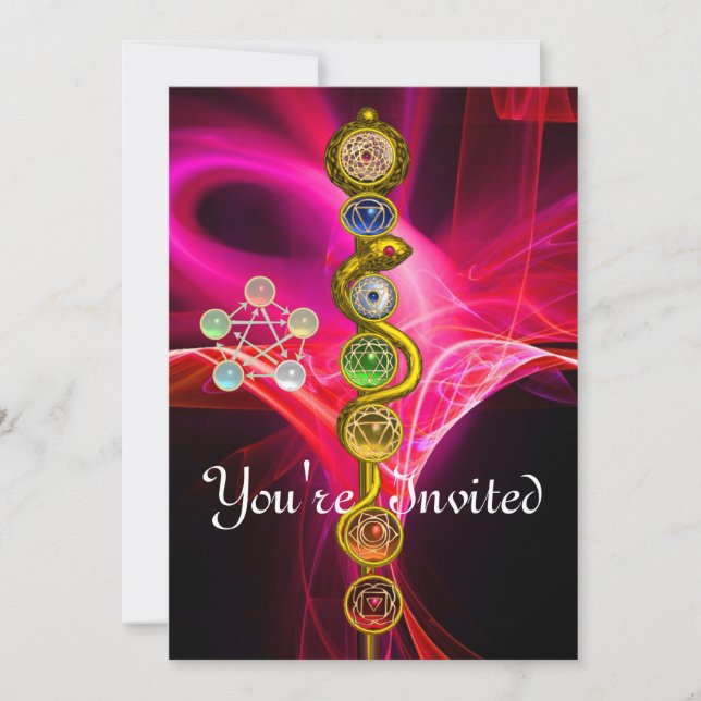 INVITATION RODE D'ASCLEPIUS 7 CHAKRAS, YOGA, ÉNERGIE SPIRITUE (Devant)