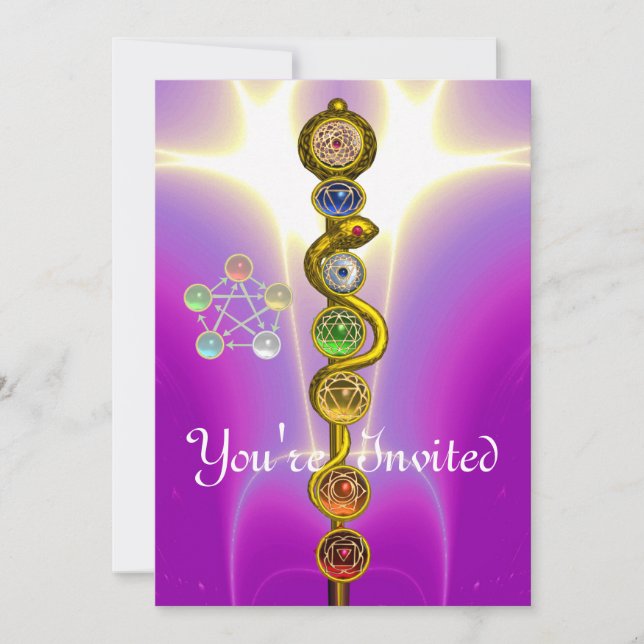 INVITATION RODE D'ASCLEPIUS 7 CHAKRAS, YOGA, ÉNERGIE SPIRITUE (Devant)