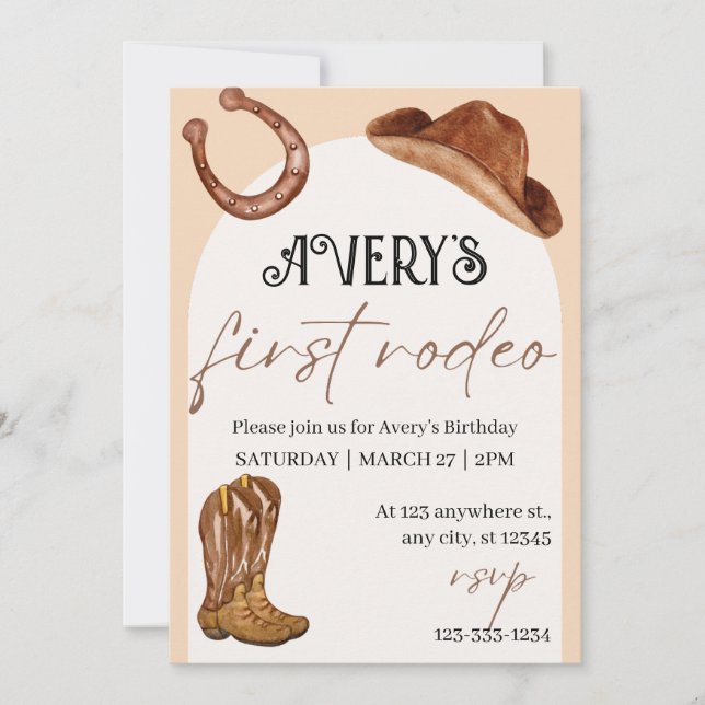 Invitation Rodeo Birthday Party (Devant)