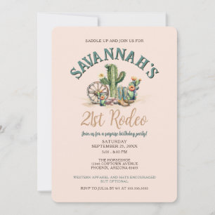 Invitation Rodéo d'Anniversaire de Cactus Rose