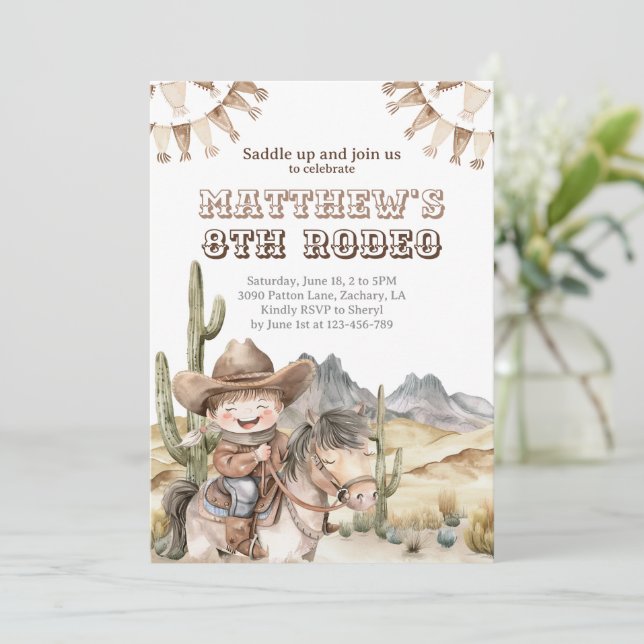 Invitation Rodéo de mignonne Cowboy (Debout devant)