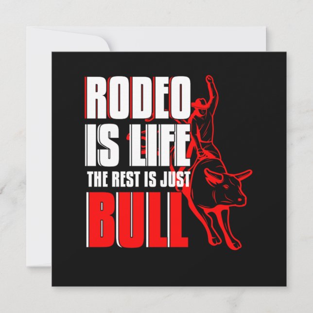 Invitation Rodeo is Life Bull Riding Cowboy Country Cadeau (Devant)