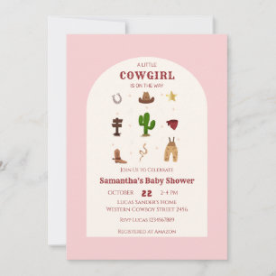Invitation Rodéo minimaliste rose Baby shower photo