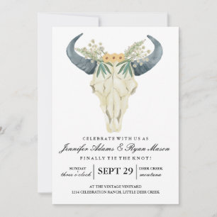 Invitation Rodéo rustique aquarelle   Fleurs de mariage
