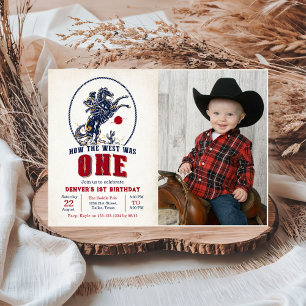 Invitation Rodéo vintage Red Cowboy 1er anniversaire Photo