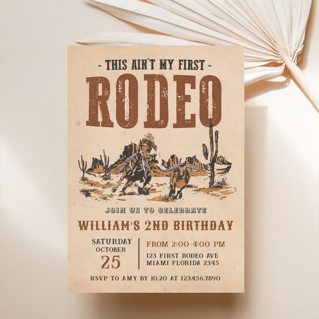 Invitation Rodeo Western Cowboy 2e fête d'anniversaire (Créateur téléchargé)
