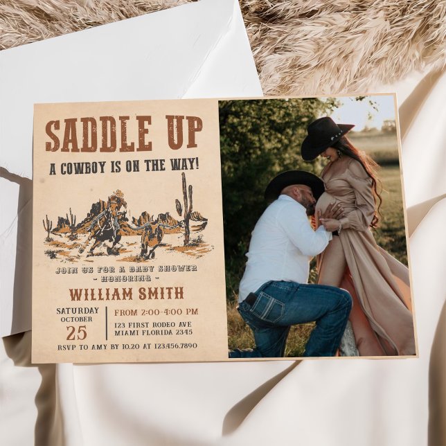 Invitation Rodeo Western Cowboy Baby shower photo (Créateur téléchargé)