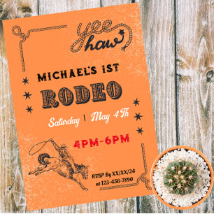 Invitation Rodeo Western équitation Cowboy Pays Anniversaire