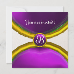 Invitation ROGNES MAGIQUES, Champagne violet à gemme MONOGRAM