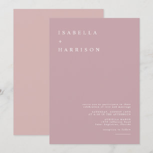 Invitation ROGUE Dusty Blush Rose Mauve Rose Mariage or