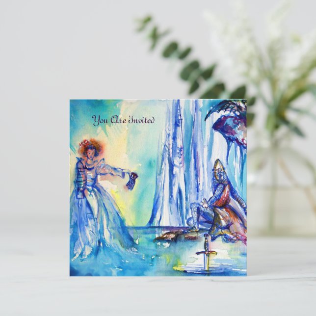 Invitation ROI ARTHUR, DAME DU LAC ET EXCALIBUR or (Debout devant)