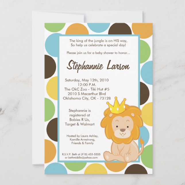 Invitation roi du garçon 5x7 de l'invitation de baby shower (Devant)