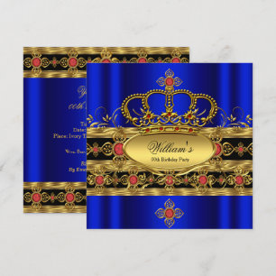 Invitation Roi Prince Royal Bleu Or Rouge Couronne Anniversai