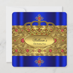 Invitation Roi Prince Royal Bleu Or Rouge Couronne Anniversai