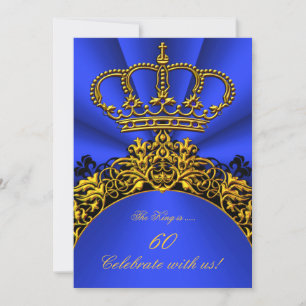 Invitation Roi Régale Reine Or Royal Bleu Fête d'anniversaire