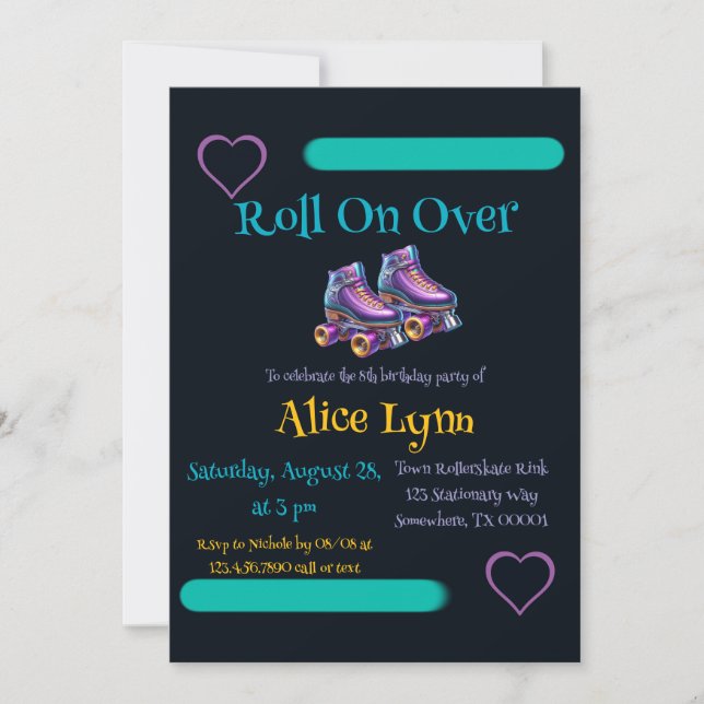 Invitation Roll On Over Child Birday Party (Devant)