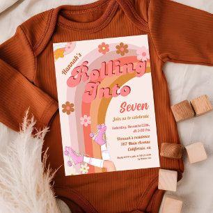 Invitation Roll Retro Super Roller Skate Anniversaire Partie