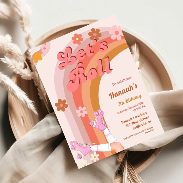 Invitation Roll Retro Super Roller Skate Anniversaire Partie (Créateur téléchargé)