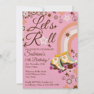 Invitation Roll Roller Skating Birthday Party