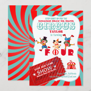 Invitation ROLL UP CIRCUS 4e anniversaire garçon fille plus g