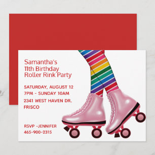 Invitation Roller coloré patinage Anniversaire Fête Invitatio