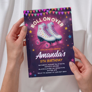 Invitation Roller Skate Anniversaire Fête - Starry Galaxy