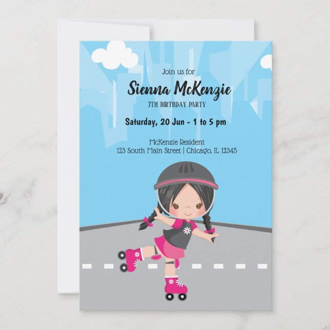 Invitation Roller Skate girl (Devant)